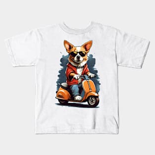 Dog riding Motorcycle Kids T-Shirt